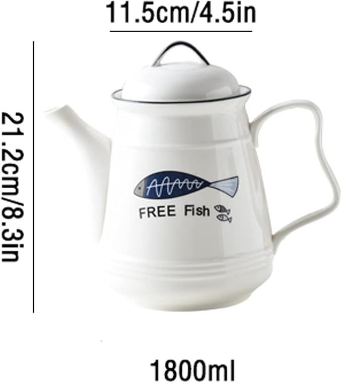 GRFIT Carafe Ceramic Cold Kettle with Handle Filter Large Capacity Teapot Teapot Home High Temperature Resistant Jug with Lid (170g) Water Pitcher (Color : 1)