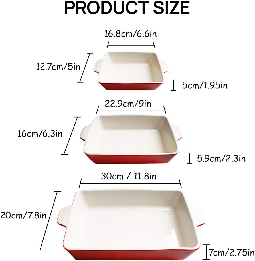 Sweejar Ceramic Bakeware Set, Rectangular Baking Dish for Oven Lasagna Pans for Cooking, Kitchen, Cake Dinner, Banquet and Daily Use, 11.8 x 7.8 x 2.76 Inches of Casserole Dishes (Navy)