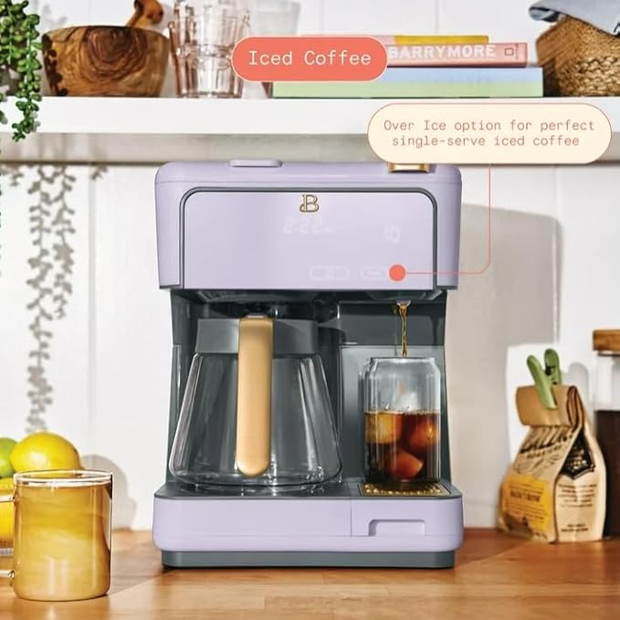Beauti Multi Brew 12 Cup Programmable Drip & Single Serve Coffee Maker, Versatile Brewing (6oz, 8oz, 10oz, 12oz, 14oz), Pods or Ground, Over Ice option, Keep Warm mode (Lavender)