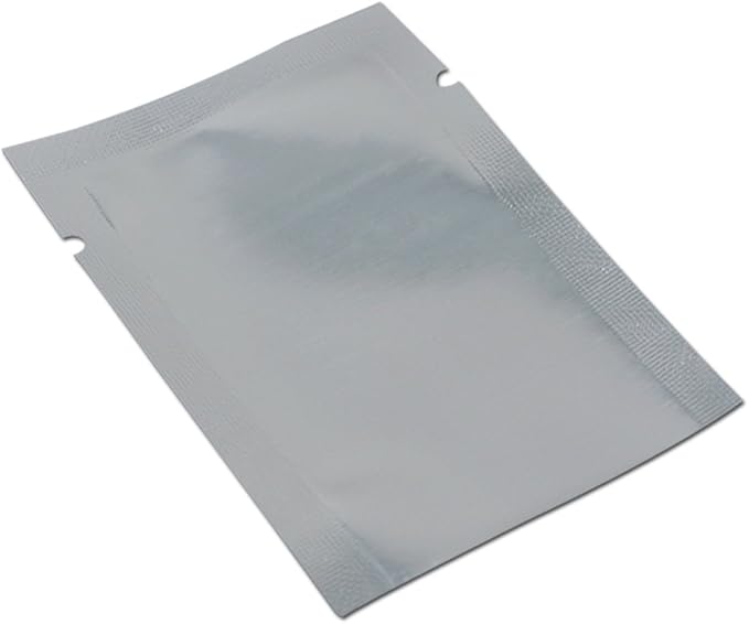 Silver Aluminum Foil Pouch Heat Seal Front Window Plastic Mini Open Top Flat Vacuum Packaging Mylar Bag Food Small Sample Mylar Storage with Tear Notch (500, 9x13cm(3.5x5.1 inch))