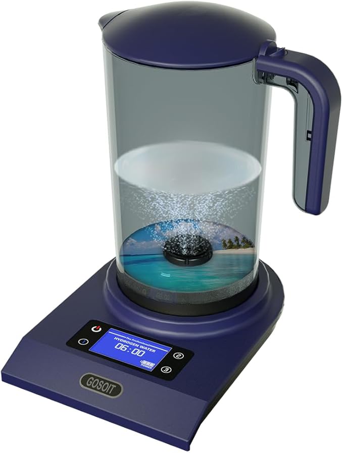 Hydrogen Alkaline Water Machine Generator Maker,Hydrogen Alkaline Water Pitcher Dispenser Ionized Water LED Display and Smart Touch Operation,Used for Home and Office 2000m(Blue Black)