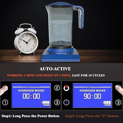 Hydrogen Alkaline Water Machine Generator Maker,Hydrogen Alkaline Water Pitcher Dispenser Ionized Water LED Display and Smart Touch Operation,Used for Home and Office 2.0 L… (Navy Blue)