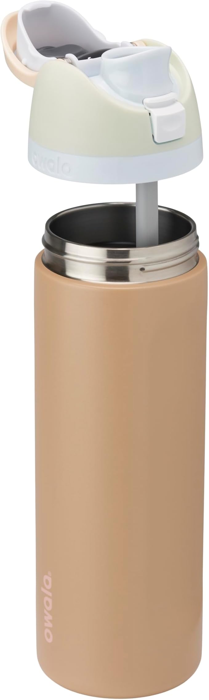 Owala FreeSip Insulated Stainless Steel Water Bottle with Straw for Sports and Travel, BPA-Free Sports Water Bottle, 24 oz, Mint/Brown, Muddy Buddy