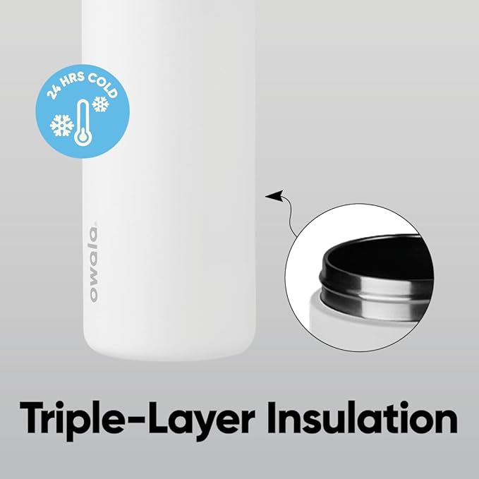 Owala FreeSip Insulated Stainless Steel Water Bottle with Straw, BPA-Free Sports Water Bottle, Great for Travel, 40 Oz, Shy Marshmallow