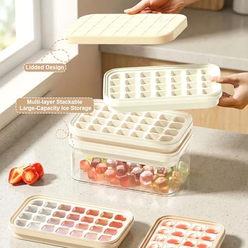 Plastic Ice Cube Trays with Bin and Scoop for Freezer+ Ice Cube Tray