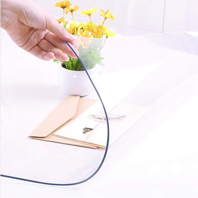 NECAUX Custom 36 x 94.5 Inch Clear Cover Protector, 1.5mm Thick Wood Grain Transparent Pad Non-Slip Protective Tablecloth for Dining Room, Meeting, Conference Table