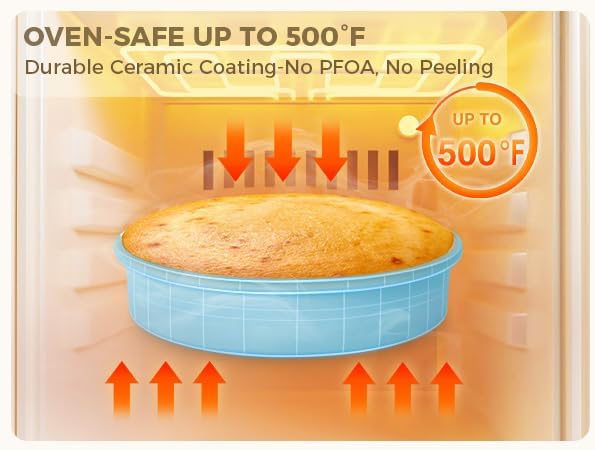 HONGBAKE Nonstick Ceramic 9 Inch Round Cake Pan Set of 2, Heavy-Duty Aluminized Steel round cake pans with Diamond Texture, Non-Toxic Cake Molds, Cake Pans Sets for Baking Cheesecake, Blue