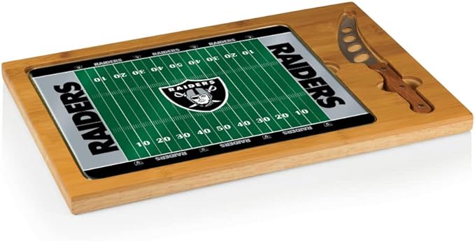 PICNIC TIME NFL Football Field Icon Glass Top Cutting Board & Knife Set, (Parawood & Bamboo)