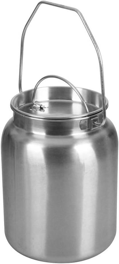 Lindy's Stainless Steel Seamless 2-Gallon Milk Jug, Milk Can, Milk Pail, Anti-Leak Liquid Storage Container with Tight Lid and Long Swivel Handle