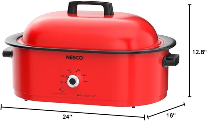 NESCO 18 Quart Roaster Slow Cooker - Red