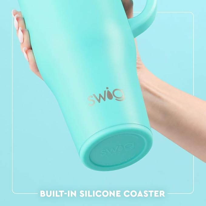 Swig Life 40oz Leak Proof Mega Mug, 40oz Leak Proof Tumbler with Handle and Straw, Extra Large Insulated Tumblers, Cup Holder Friendly Travel Mug, Reusable Leakproof Water Bottle (Pagoda Paradise)