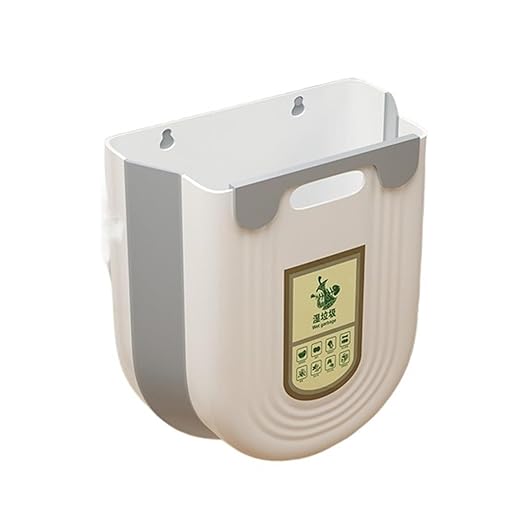 Collapsible Hanging Kitchen Trash Can Hanging Telescopic Folding Trash Can 1pc Multifunctional Cabinet Door Sorting Bin for Kitchen and Car(White)
