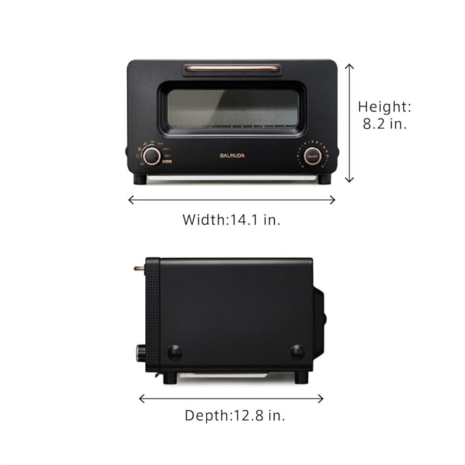 BALMUDA The Toaster Pro | Steam Oven Toaster | Compact Size 14.1″W × 12.6″D × 8.2″H | 6 Modes: Shokupan, Golden Toast, Pizza, Croissant, Oven, Salamander Grill | (Baking Tray Sold Separately) | Black