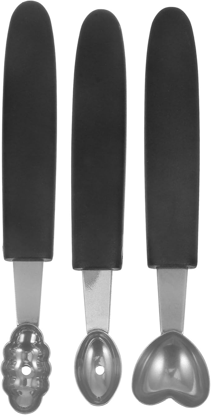 OUNONA 3pcs Stainless Steel Ice Cream Scoop Heavy Duty Fruit Scooper for Elegant Desserts for Ice Cream Fruit Salads and Food Presentation and Easy to Use