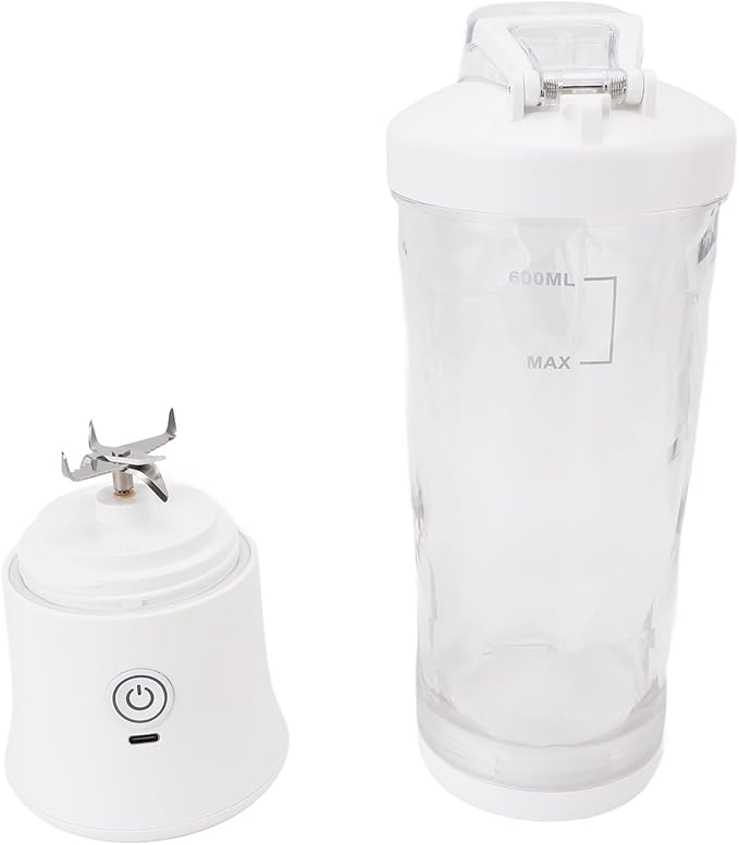 Portable Mini Blender with Powerful Motor and RGB Light for Travel Gym, 600ml USB C Rechargeable Juicer Cup in Premium PC
