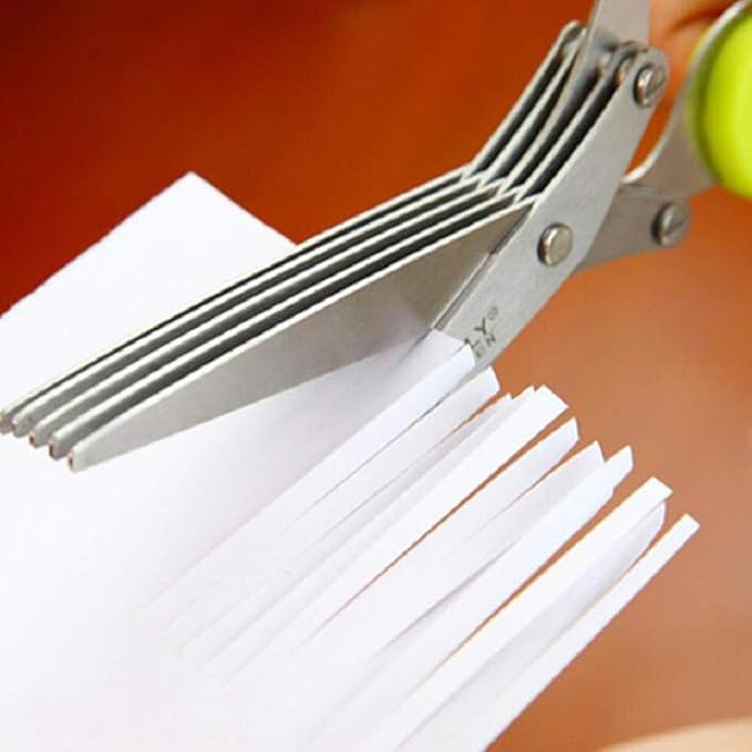 BENEKIY Scissors Herb Stripper Tools Kits 5-Blades Stainless Steel Scissors with Kitchen Herb Stripping Tool, Safe Cover, Cleaning Comb Multipurpose Kitchen Chopping Shear, Mincer