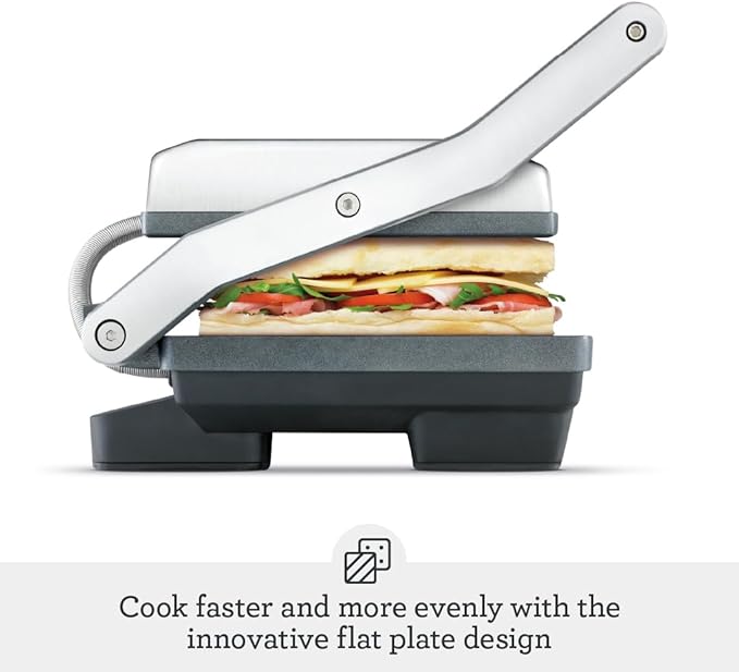 Breville BSG520XL Panini Duo Nonstick Sandwich Maker Press, 2 Slice, Brushed Stainless Steel