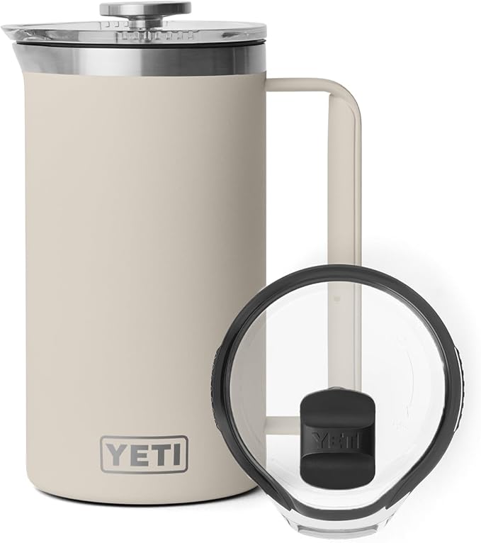 YETI Rambler 34 oz French Press with MagSlider Pitcher Lid Set, Cape Taupe
