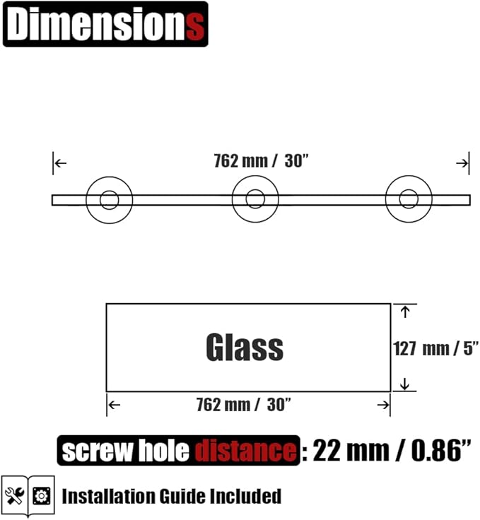 JQK Bathroom Glass Shelf Oil Rubbed Bronze, Tempered Glass Shower Storage 30 by 5 inches, 304 Stainless Steel ORB Wall Mount, TGS101L30-ORB