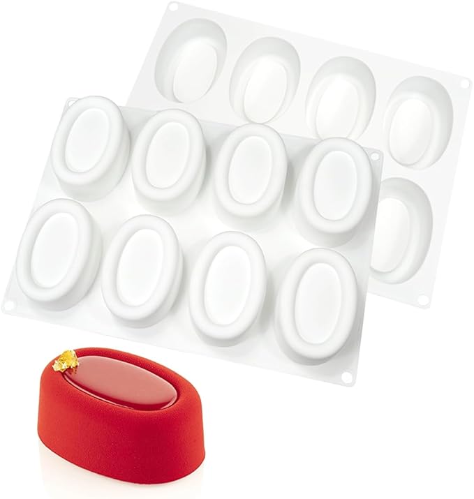 mostsom Silicone Molds Mousse Molds Silicone Chocolate Mold Silicon Oval Cake Moulds 3D Ellipse Shape Candy Truffle Baking Tray (C_ Big Oval)
