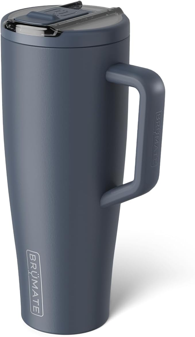 BrüMate Era Flip 40oz Tumbler with 100% Leakproof Covered Straw Lid | Hygienic Covered Straw | Insulated Stainless Steel Water Bottle with Handle | Cup Holder Friendly | BPA-Free (Nightfall Blue)