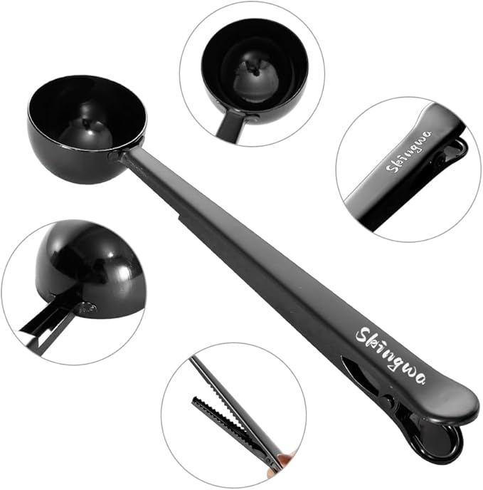 Coffee Scoop with Bag Clip, Multi-Function Milk Powder Measuring Spoon, 20ml (Silver)