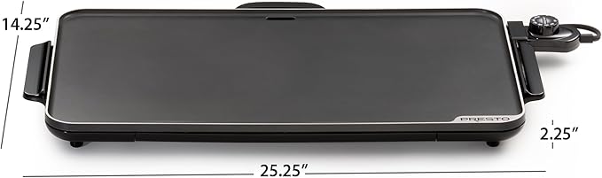Presto 07072 22-Inch Extra Large Griddle, 22"x 13", Low Profile Design, Ceramic Nonstick, Black
