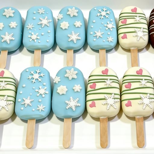 4 Pieces 3D Snowflake Silicone Mold Winter Snowflake Fondant Silicone Mold for Cake Cupcake Decoration Polymer Clay Crafting Projects