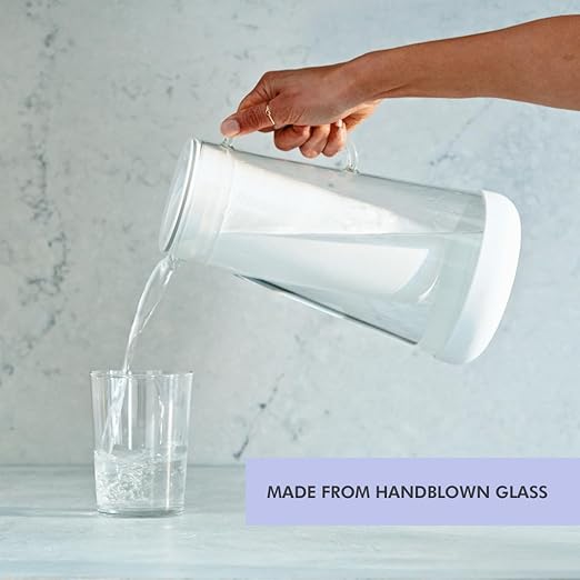 LifeStraw Home– Water Filter Pitcher, 7-Cup, Glass with Silicone Base, Stormy Blue, for Everyday Protection Against Bacteria, parasites, microplastics, Lead, Mercury, PFAS and a Variety of Chemicals