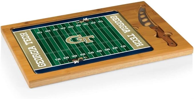 PICNIC TIME NCAA Icon Glass Top Cutting Board & Knife Set, Cheese Boards Charcuterie Boards, Serving Platter, (Parawood & Bamboo)