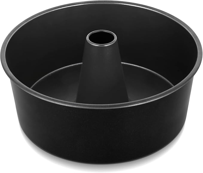 TeamFar 10 Inch Angel Food Cake Pan, Non-Stick Coating Stainless Steel Core Pound Cake Pan with Tube, for Home/Kitchen, Healthy & Heatproof, One-piece & Hollow Design, Release& Clean Easily