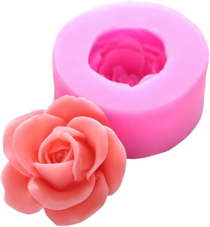 OBTANIM 2 Pcs Bloom 3D Rose Flower Fondant Silicone Molds for Chocolate Cake Soap Candy Pastry Dessert