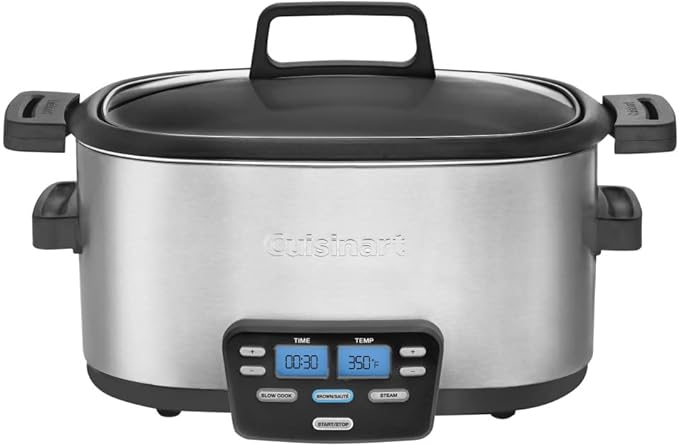 Cuisinart MSC-600 3-In-1 Cook Central 6-Quart Multi-Cooker: Slow Cooker, Brown/Saute, Steamer & CPT-160 Metal Classic 2-Slice Toaster, Brushed Stainless