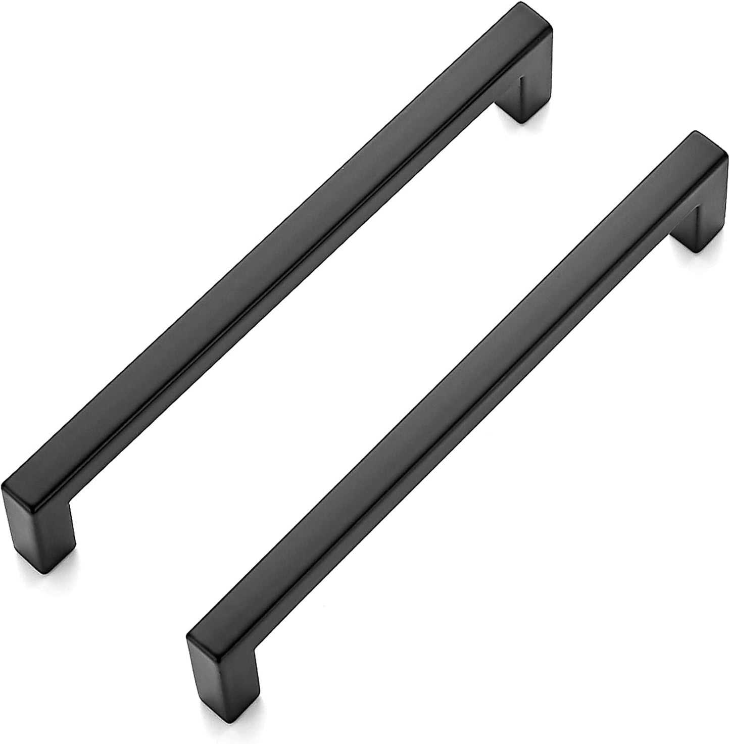 Ravinte 15 Pack 5 Inch Hole Center Solid Slim Square Pulls Matte Black Kitchen Cabinet Handles Square Bar Drawer Handles Flat Black Drawer Pulls for Cupboard Dresser and Cabinets