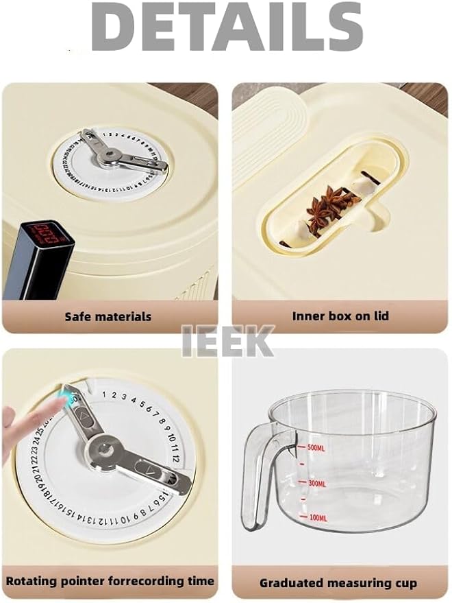 IEEK Rice Dispenser and Grain Container Storage with Lid,Rice Container with Measuring Cup,Moisture Proof Household Cereal Dispenser Bucket for Kitchen Soybean Corn Oatmeal,12Lbs