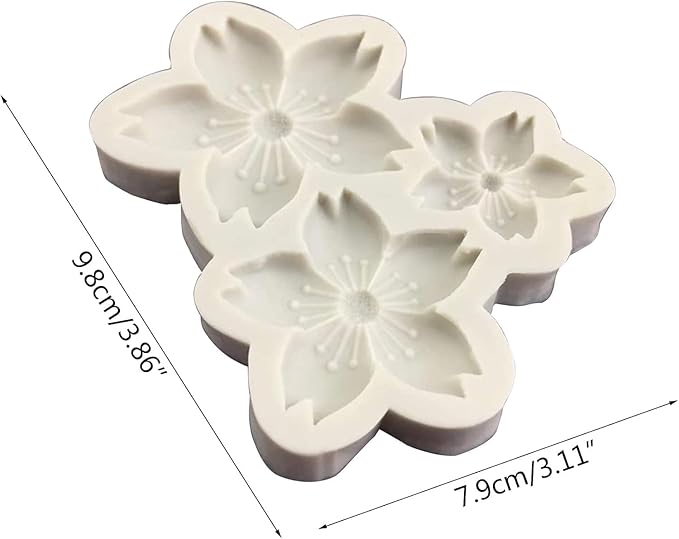 Gray 3D Flower Silicone Molds Cherry Blossoms Fondant Craft Cake Candy Chocolate Mold Sugarcraft Pastry Kitchen Baking Moulds Silicone Fondant Flowers Pastry and Baking,Gum Paste Molds