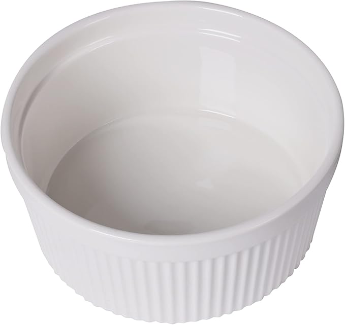 64 oz Ramekins 1 pcs Porcelain Ramekins Dishes for Souffle,Creme Brulee, Pudding, Custard Cups,Bakeware Bowls Set for Baking,Oven Safe, White (8 inch)