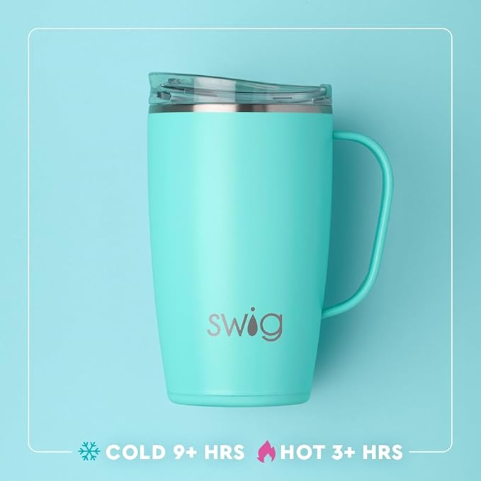 Swig Life 18oz Travel Mug, Insulated Tumbler with Handle and Lid, Travel Coffee Mug, Cup Holder Friendly, Stainless Steel 18 oz Tumbler, Reusable Insulated with Lid (Giddy Up)