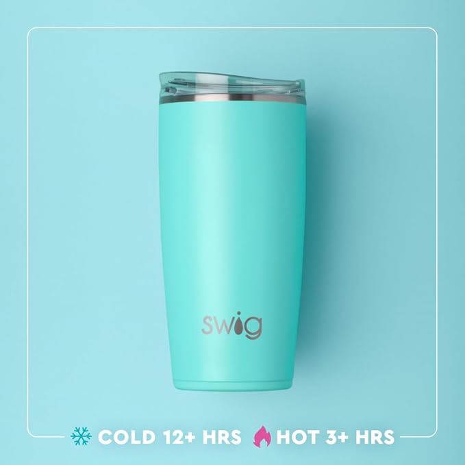 Swig Life 22oz Insulated Tumbler, Travel Coffee Tumbler with Lid, Cup Holder Friendly Travel Coffee Mug, Stainless Steel, 22 oz Tumblers, Reusable Insulated Mug with Lid (Errbody Beach)