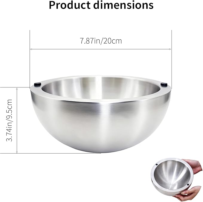 Dip Chiller Bowl 1 Pack- 35oz Large Capacity, Stainless Steel Insulated Party Ice Serving Bowl, Salad Pod for Parties Salsa, Guacamole, Condiments, Sauces, Food & Salad Hot or Cold