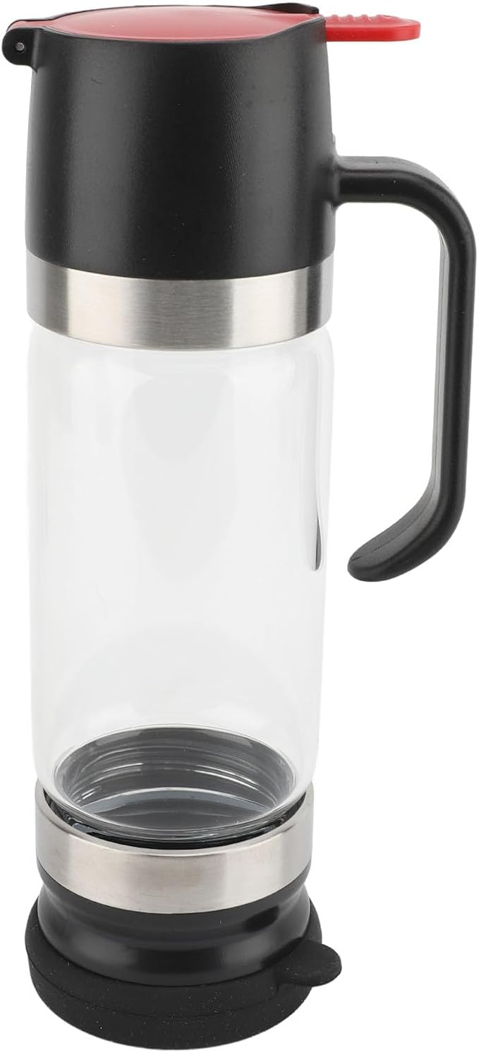 Bewinner Glass Honey Dispenser Pot - 350ml Honey Dispenser Portable Clear Glass Syrup Dispenser with Handle, Prevent Dripping,Honey Container for Coffee Shops Restaurants Home (Black)