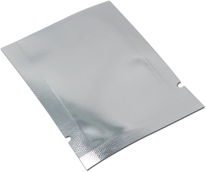 200 Pack 3.1x4.7 inch Silver Aluminum Foil Pouch Heat Seal Front Window Plastic Mini Open Top Flat Vacuum Packaging Mylar Bag Food Small Sample Mylar Storage with Tear Notch