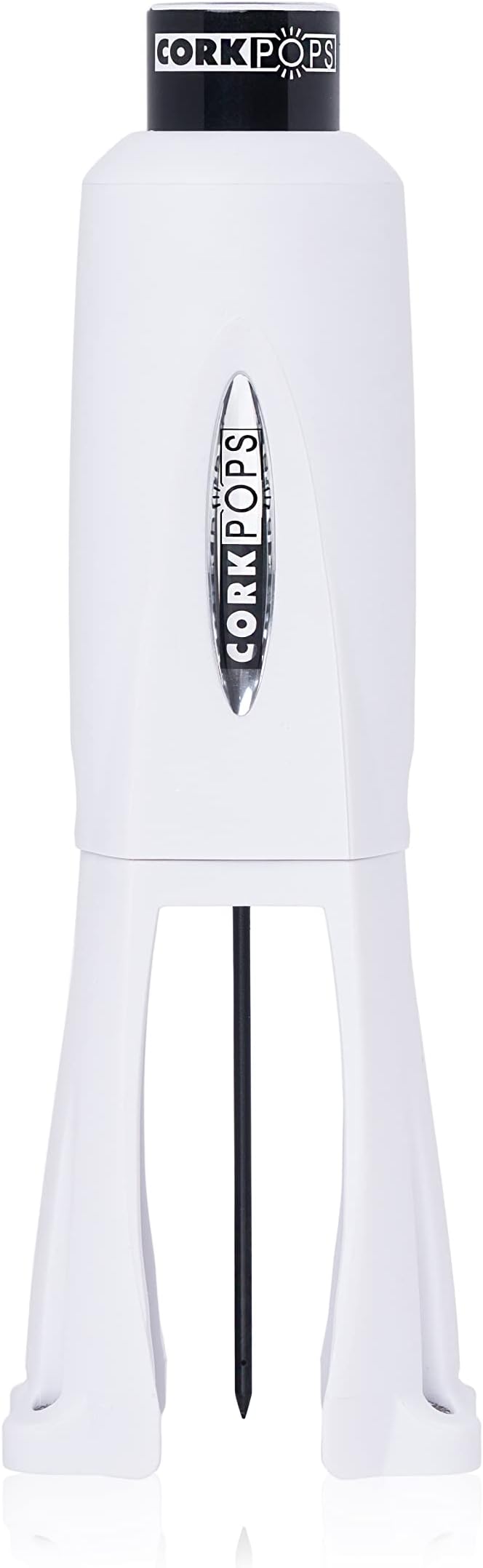 Cork Pops Legacy Wine Opener Built-in 4-Blade Foil Cutter Safe Cork Removal, Effortless Push Button Use, Needle Guard for Safety, Low-Pressure Cartridge Opens Up To 60 (White, With 1 Cartridge)