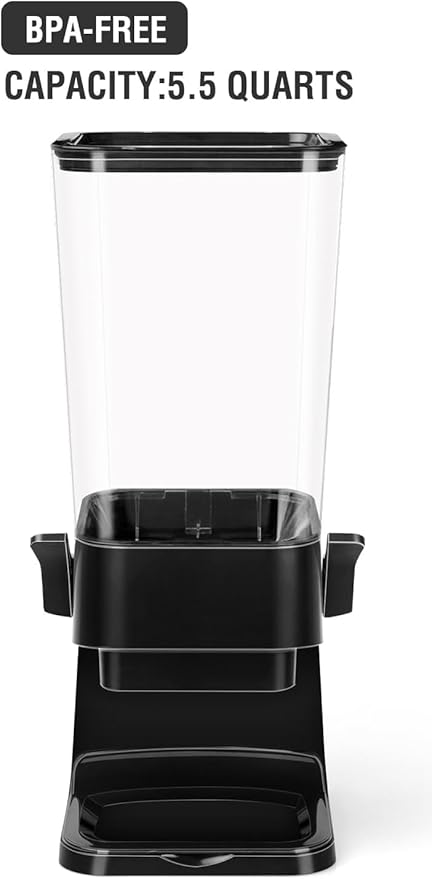 Cereal Dispenser Countertop 3pcs,5.5L Cereal Containers Storage Dispenser for Pantry,Dry Food Storage Rice Containers,Candy Dispenser,Snack Organizer Machine for Grains, Nuts,Oatmeal, Pet Food Black