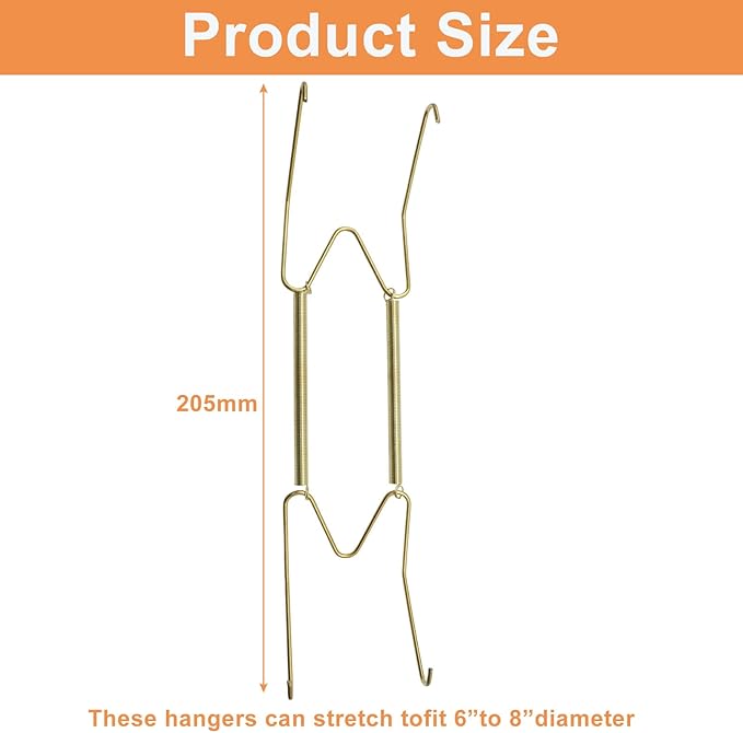 Plate Hangers for The Wall - Stainless Steel Invisible Heavy Duty Wire Plate Holder for 9-10 Inch Decorative Plates, Art Plates & Ceramic Plates with Wall Hooks