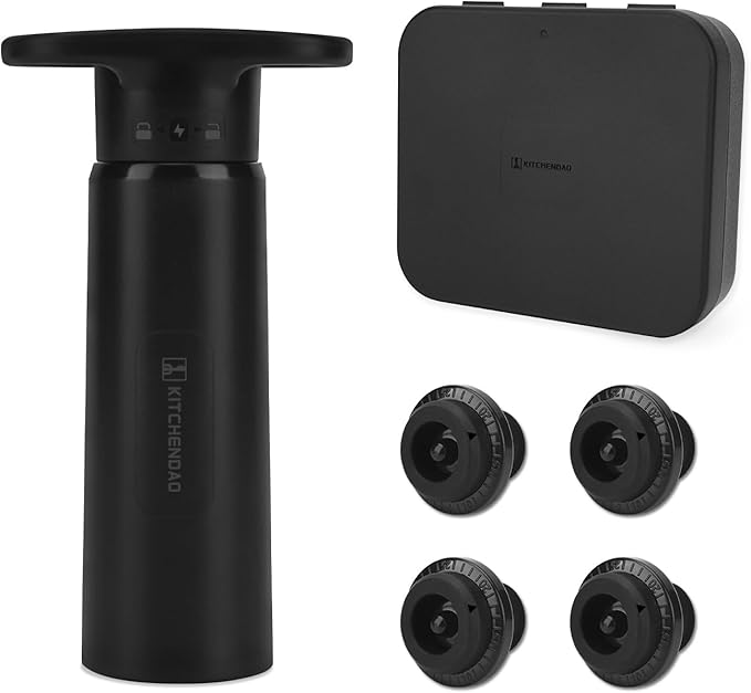 KITCHENDAO Rechargeable Electric Wine Aerator Dispenser and Wine Saver Pump with Sound Indicator