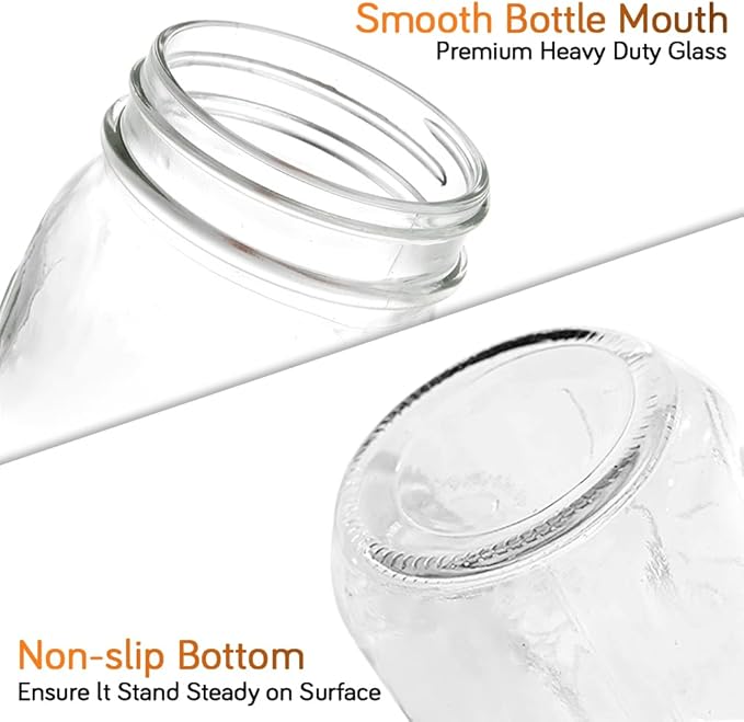 Showvigor 2-Pack 16oz Mason Jars with Labels - Regular Mouth Glass Jars with Airtight Lids & 2 Write-On Labels - for Canning, Overnight Oats, Meal Prep, Jam, Salad Dressing