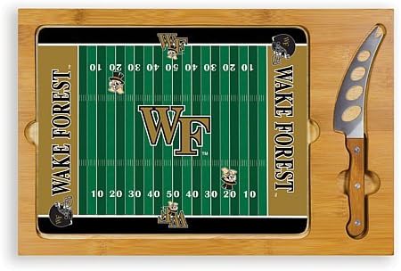 PICNIC TIME NCAA Icon Glass Top Cutting Board & Knife Set, Cheese Boards Charcuterie Boards, Serving Platter, (Parawood & Bamboo)