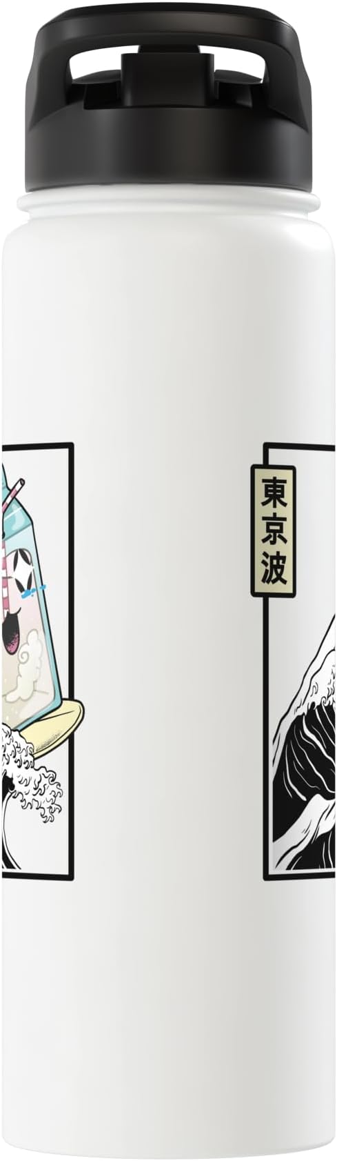 Happy Milk Carton Surfing Kanagawa Wave Kawaii Aesthetic Stainless Steel Insulated Water Bottle