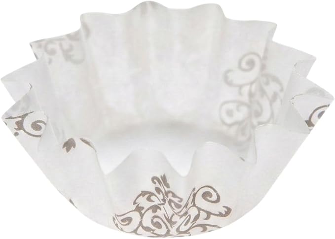 Restaurantware Panificio 0.4 Ounce Baking Cups 200 Flared Cupcake Liners - Oven-Ready Freezable Black And White Paper Muffin Cases Disposable Vintage Floral For Wedding Parties Baby Showers